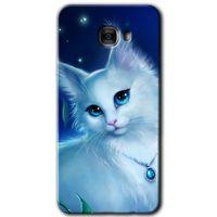 MRCİLETİSİM MRCİLETİSİM Samsung Galaxy C7 Pro Kılıf HD Desen Baskılı Arka Kapak + Temperli Cam - Cat Glance