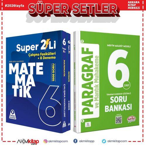 Örnek Akademi 6. Sınıf Süper İkili Matematik ve Editör Paragraf Mantık Muhakeme Soru Bankası Seti 2 Kitap