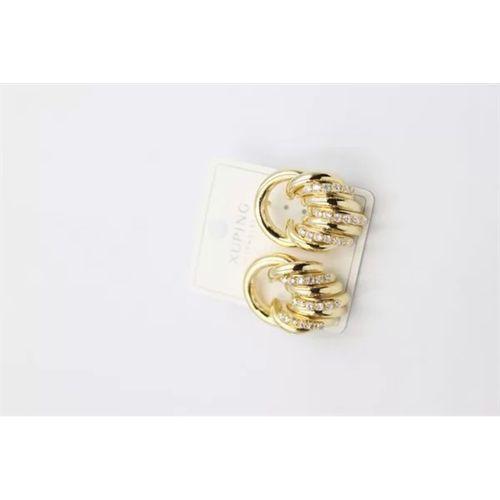 Taşlı Halka Küpe - Altın