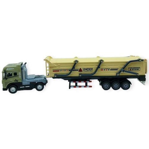 Metal Tır 1:24 - Sesli Işıklı Kum Taşıyıcı Tır 39 cm - Haki