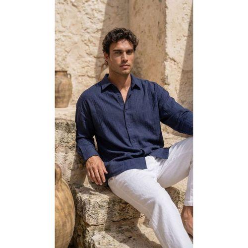 Erkek Armürlü Yarım Oversize Müslin Gömlek