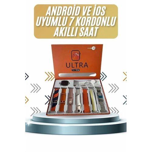 7 Kordonlu Akıllı Saat Plastik Kordon Hasır Kordon Çelik Kordon