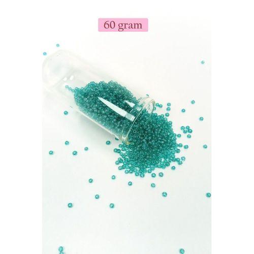 Dökme Cam Kum Boncuk (11/0) 2 mm - 60 Gram -  Şeffaf Yeşil - BNC049