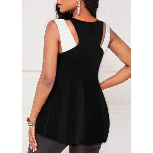 Kadın Askılı Boyundan çapraz Halter Yakalı çift Renkli Viskon Bluz