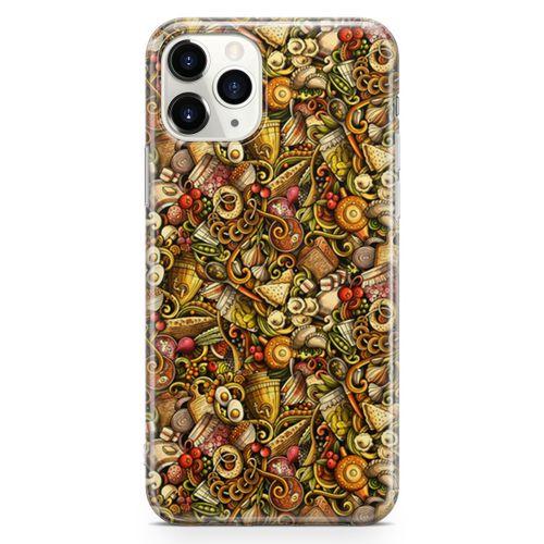 Apple iPhone 11 Pro Kılıf Gastronomi Doodle Arka Kapak Koruma Desenli Full Koruyucu