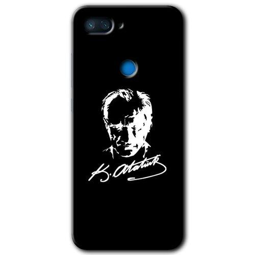 Potkal Hediye Fabrikası Xiaomi Mi 8 Lite Kılıf HD Desen Baskılı Arka Kapak - Atatürk Silüet İmza