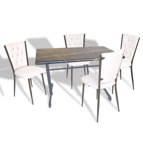 Dockers Halley - Kapitoneli Mutfak Masa Takımı - 80x140 (Werzalit, Wermodin veya Allzalit Tabla) - Palazzo-Beyaz