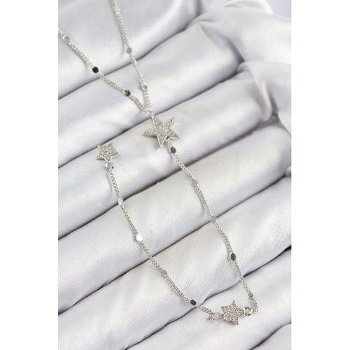 Pirinç Zirkon Taşlı Yıldız Model Gold Renk Y Kolye