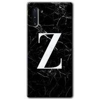Galaxy Note 10 Kılıf HD Desen Baskılı Arka Kapak - Siyah Mermer Desenli Z Harfi + Kırılmaz Cam