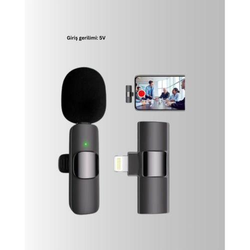 İphone İçin Çift Mikrofonlu Telsiz Yaka Mikrofonu 360 Derece Hd Ses