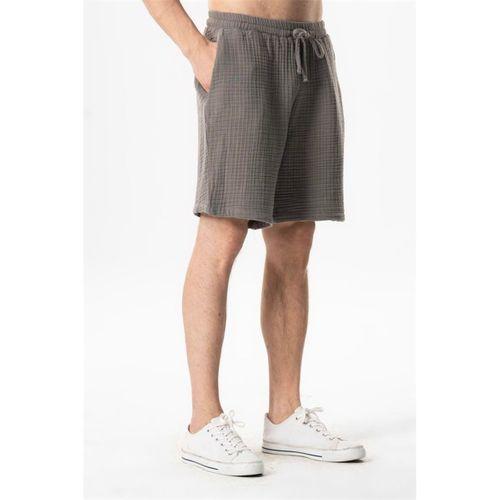 Beli Lastikli Rüzgar Kadın/Erkek Unisex Müslin Yazlık Şort Gri Gri