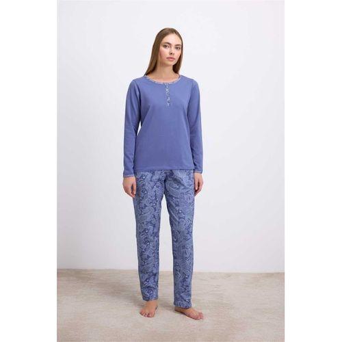 %95 Pamuklu Uzun Kollu T-shirt Ve Desenli Pantolon Pijama Takımı