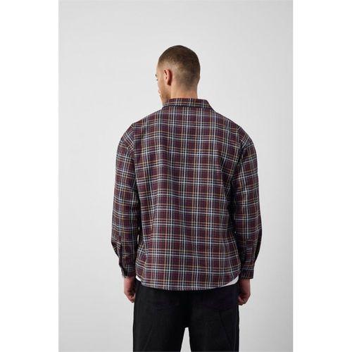 Carol Relaxed Fit Pamuklu Çizgili Flanel Erkek Gömlek - Kırmızı