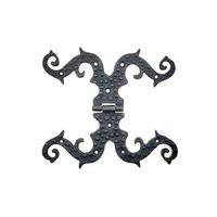 Antika Tarz Dekoratif Pirinç Süslü Menteşe - 190x170 Mm, Oksit