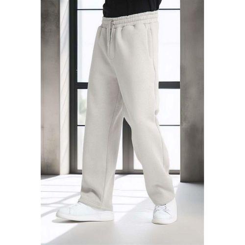 Baggy Kalıp 3 İplik Şardonlu Erkek Eşofman Altı - Açık Gri