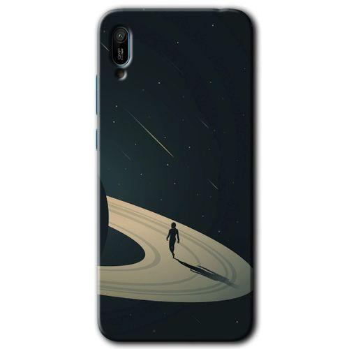 Huawei Y6 2019 Kılıf HD Desen Baskılı Arka Kapak + Temperli Cam - Space Planet