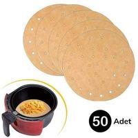 50 Adet Air Fryer Pişirme Kağıdı Tek Kullanımlık Gıda Pişirme Kağıdı Delikli Yuvarlak Model