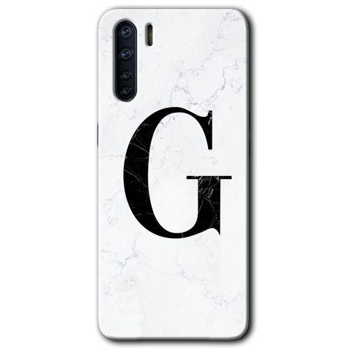 Oppo A91 Kılıf Baskılı Kapak - Beyaz Mermer Desenli G Harfi +Tam Kaplayan Mat Seramik