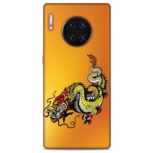 Huawei Mate 40 Pro Kılıf Dragons (28) Arka Kapak Tatoo Sarı Ejderha