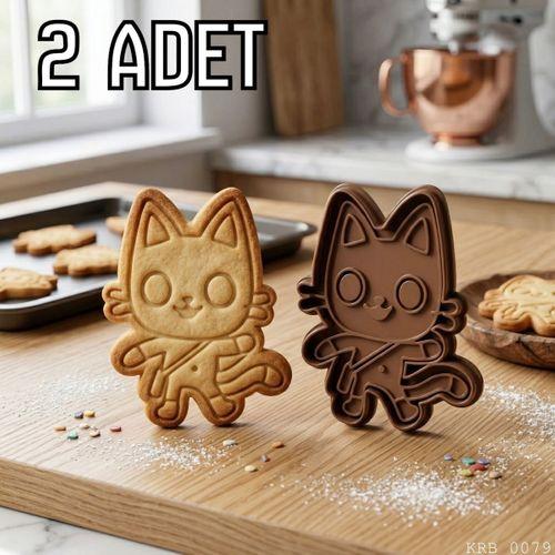 2Li Sevimli Kahraman Kedi Kurabiye Kalıbı Oyun Hamuru Kalıbı 6 5 cm