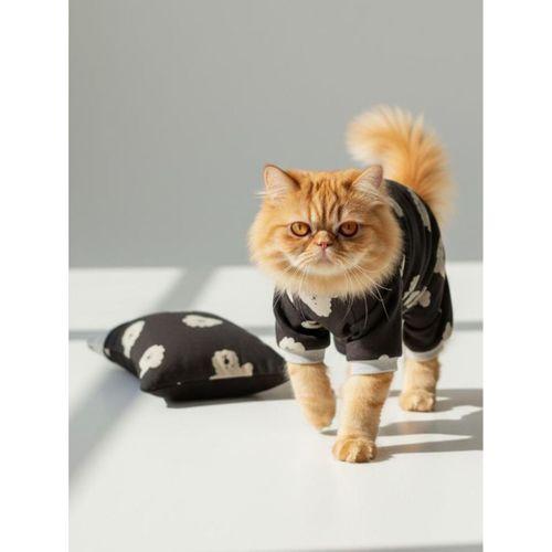 Doggy Doo Kedi Uyku Seti | Penye Kedi Tulum ve Mini Yastık Takımı | Pamuklu | Tüy Dökülmesini Azaltır |