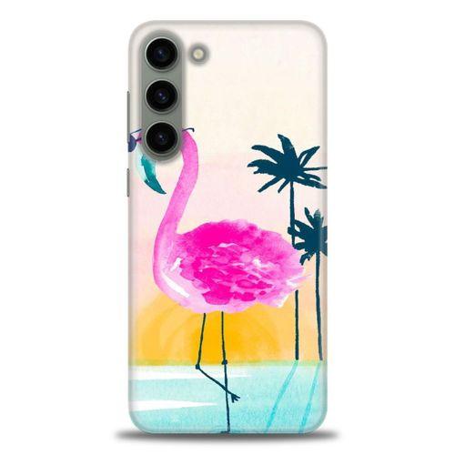 Samsung Galaxy S23 Kılıf HD Baskılı Kılıf - Flamingo + Tam Ekran Koruyucu