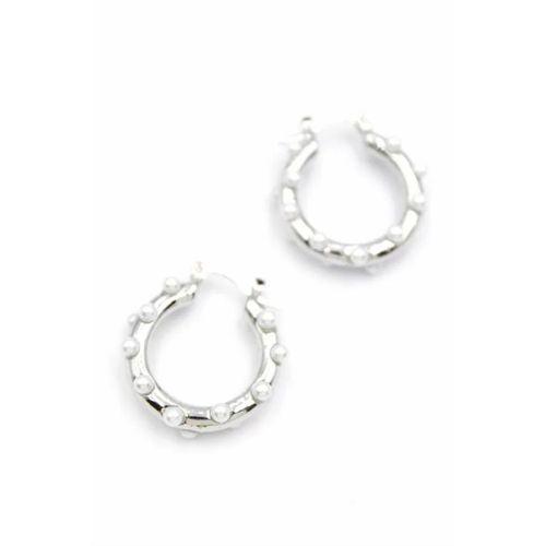 İncili Halka Küpe - Gümüş