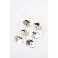 Metal Yaprak Küpe - Gümüş