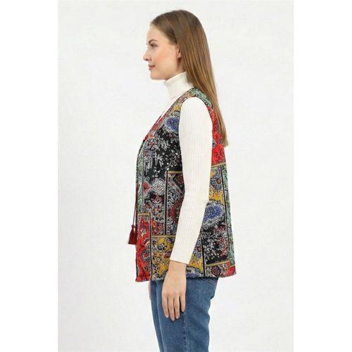 Kolsuz Tuğba Çift Taraflı Otantik Kısa Pazen Kışlık Yelek Bordo Brd