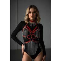 Deri Ve Zincir Detaylı Harness Takım, Deri Dansçı Kostüm, Choker Detaylı Deri Harness - Brf1397