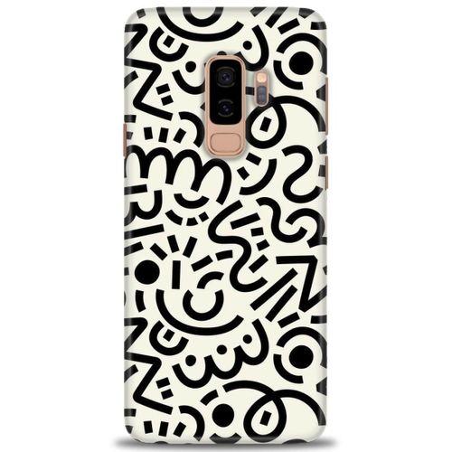 Samsung Galaxy S9 Plus Kılıf HD Baskılı Kılıf - Siyah Beyaz + Tam Ekran Koruyucu