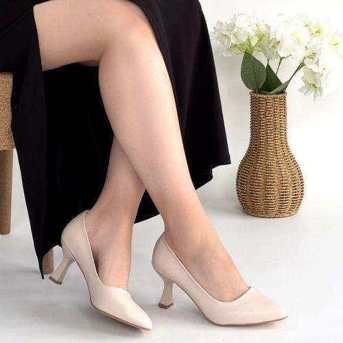 Leja Bej Cilt Topuklu Ayakkabı