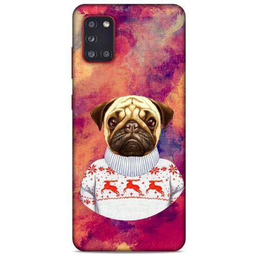Samsung Galaxy A31 Kılıf Köpek Kıyafetleri (6) Silikon Kılıf Pug Kazak