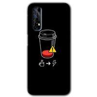MRCİLETİSİM Realme 7 Kılıf HD Desen Baskılı Arka Kapak + Temperli Cam - Coffee Battery