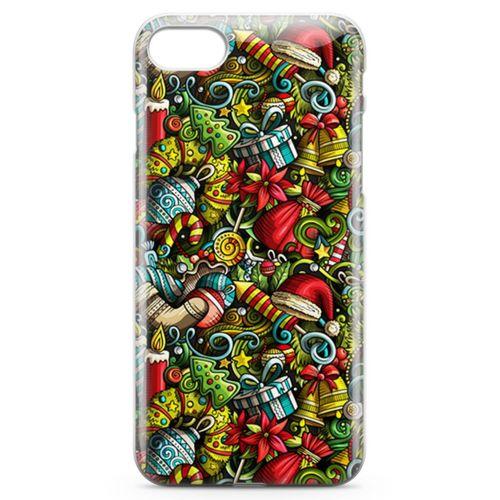 Apple iPhone SE 2020 Kılıf Yılbaşı Süsleri Doodle Arka Kapak Koruma Desenli Full Koruyucu