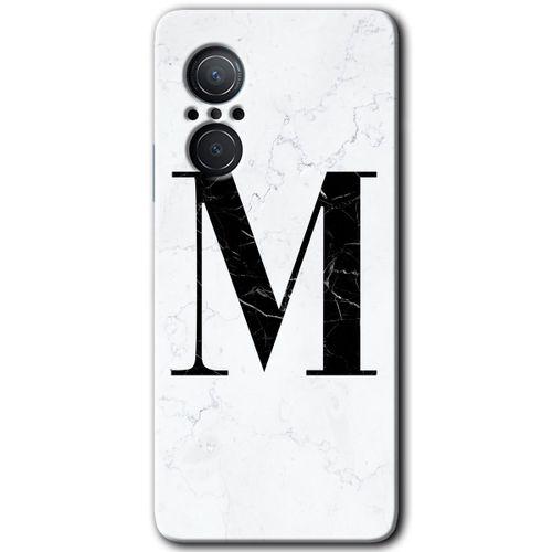 Huawei Nova 9 SE HD Baskılı Kılıf + 9D Tam Ekran Koruyucu - Beyaz Mermer Desenli M Harfi