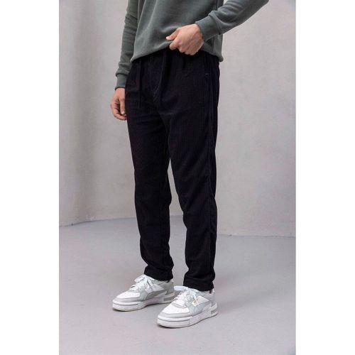 Roy Regular Fit Beli Lastikli Fitilli Kadife Kumaş Fermuarlı Jogger Erkek Pantolon - Siyah