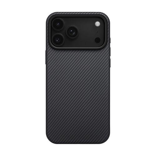 Apple iPhone 17 Pro Kılıf M-safe Şarj Özellikli Aramid Karbon Fiber Pitaka Military-Grade Classic Serisi Black-Grey Twill Kapak
