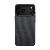 Apple iPhone 17 Pro Kılıf M-safe Şarj Özellikli Aramid Karbon Fiber Pitaka Military-Grade Classic Serisi Black-Grey Twill Kapak