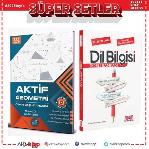 Aktif Öğrenme TYT AYT Geometri 0 dan Başlayanlara ve AKM Dil Bilgisi Soru Bankası Seti 2 Kitap