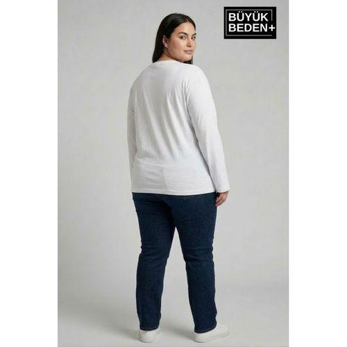 Kadın Büyük Beden 2 li Set Uzun Kollu 2 İplik Bisiklet Yaka Tişört SPR26BEA942+2