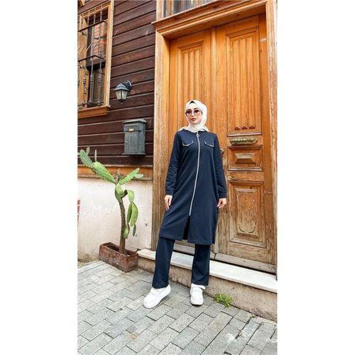 Fermuarlı Uzun Tunik Pantolon Spor İkili Takım - 03058.015 - Lacivert
