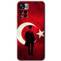 MRCİLETİSİM Xiaomi Redmi Note 11 Pro Plus 5G Kılıf HD Desen Baskılı Arka Kapak+Temperli Cam - Atatürk Bayrak