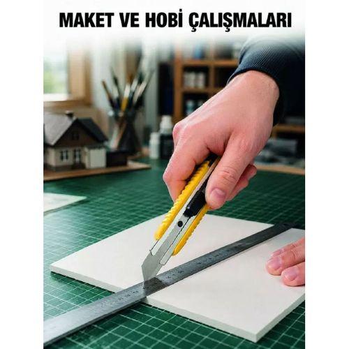 5 Adet Metal Falçata Seti Ergonomik Saplı Çelik Maket Bıçağı Koli Ambalaj Pvc Kesici