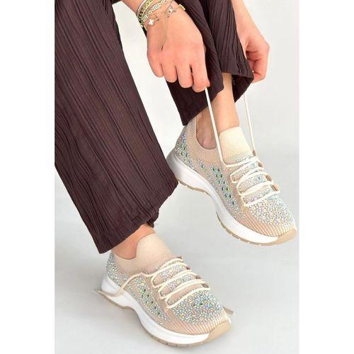 Ceas Bej Triko Bağcıklı Spor Ayakkabı