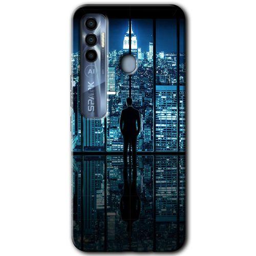 Tecno Spark 7 Pro HD Baskılı Kılıf + 9D Tam Ekran Koruyucu - Şehir Manzarası