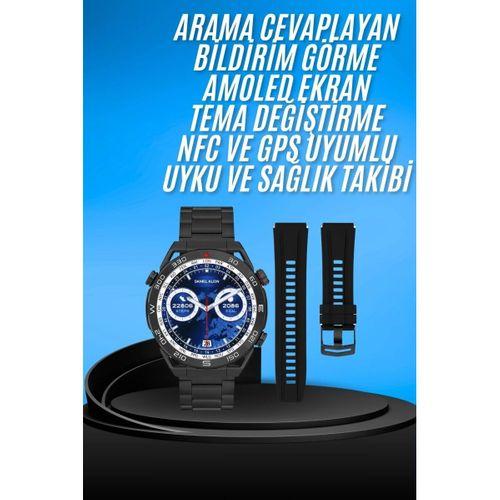 Akıllı Saat Çelik Kordonlu Amoled Ekran Android Ve İos Uyumlu Çağrı Cevaplayabilen Yeni Nesil