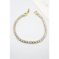 Taşlı Su Yolu Çelik Bileklik - Altın