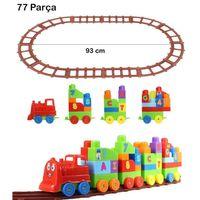 Play Blox Oyuncak Tren Seti 77 Parça Sayılar ve Alfabe Treni Parlak Renkler Mega Blok Seti