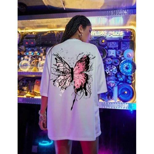 Pilelistore Unisex Baskılı Oversize T-Shirt - Beyaz